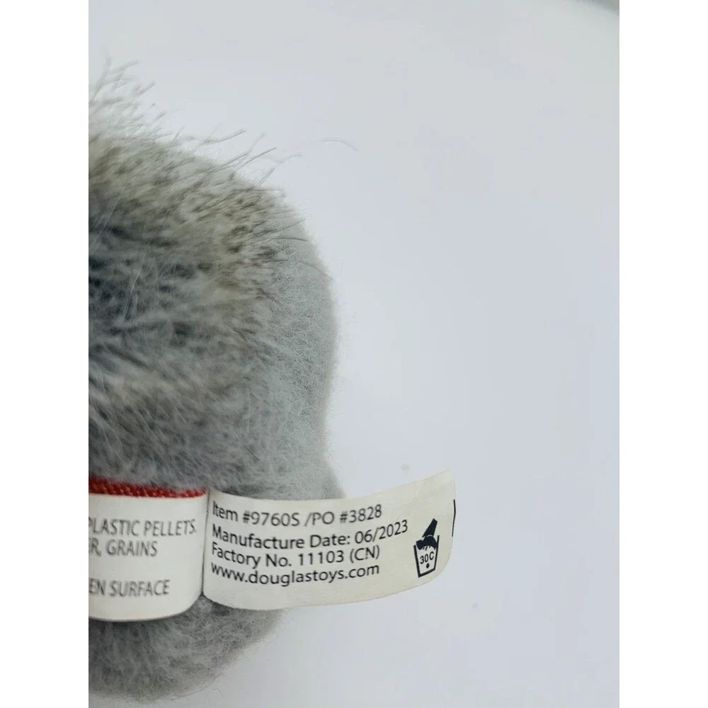 Douglas Winter Friends Plush Grey Squirrel with Plaid Scarf 6” Stuffed Animal